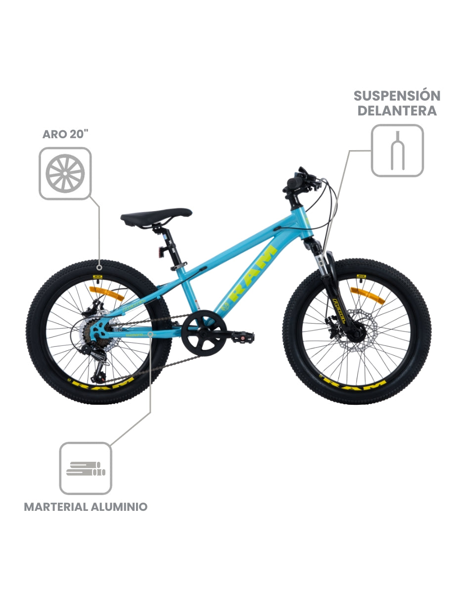 Bicicleta de Montaña Infantil, R 20 Color Azul