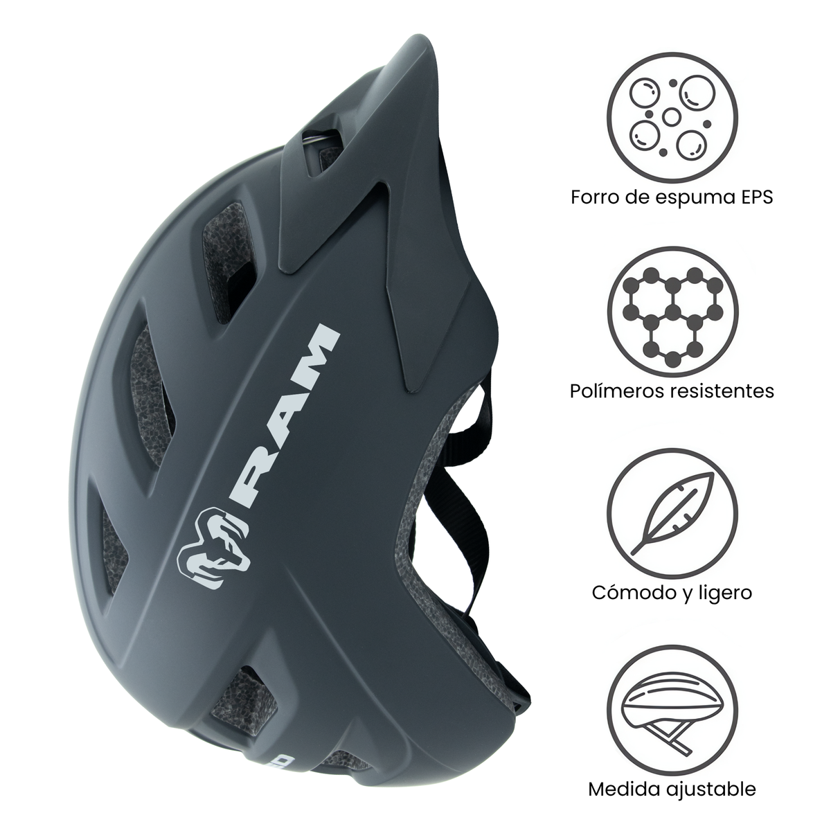 Casco de Ciclismo de Montaña, Negro