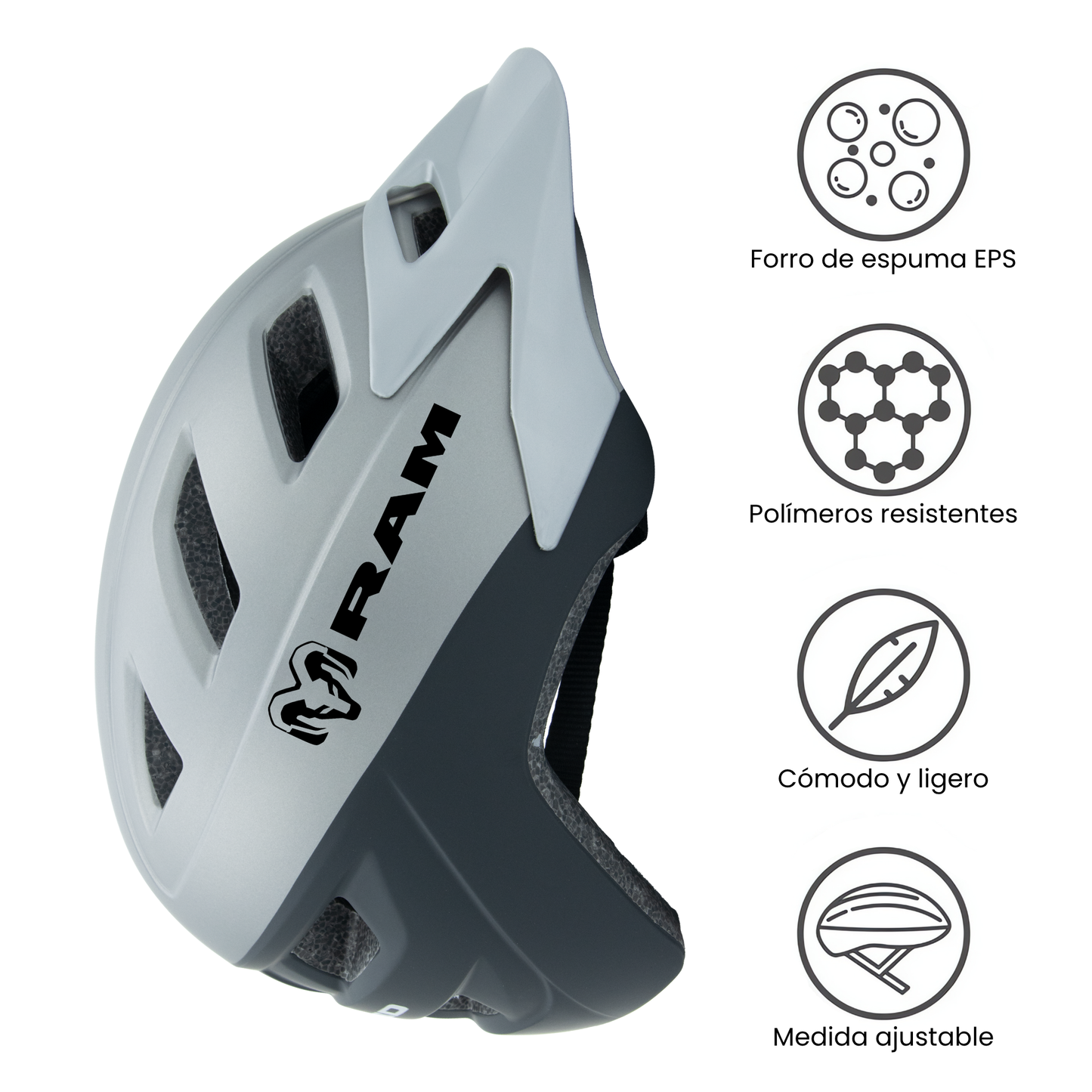 Casco de Ciclismo de Montaña MTB, Gris