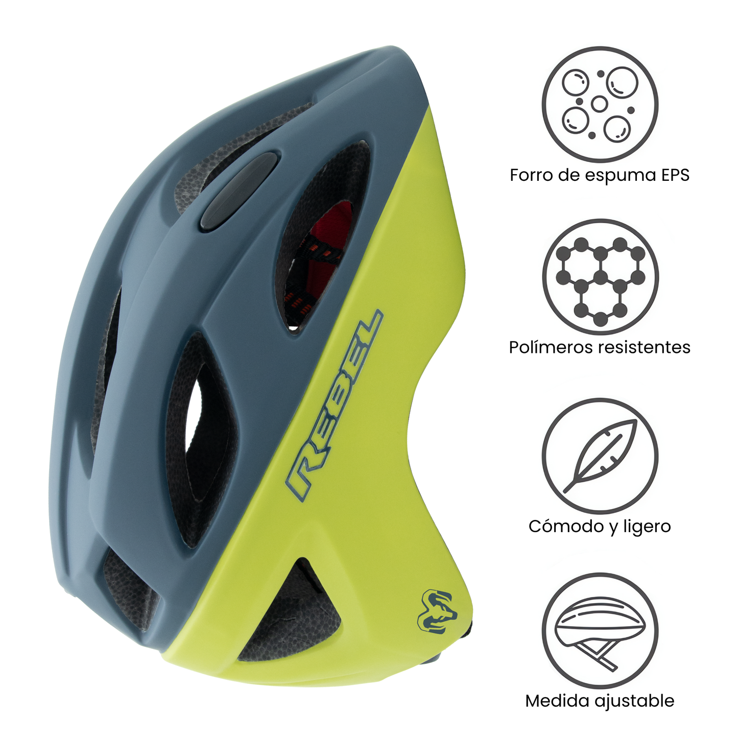 Casco Juvenil de Ciclismo Para Montaña Ajustable, Azul con Verde