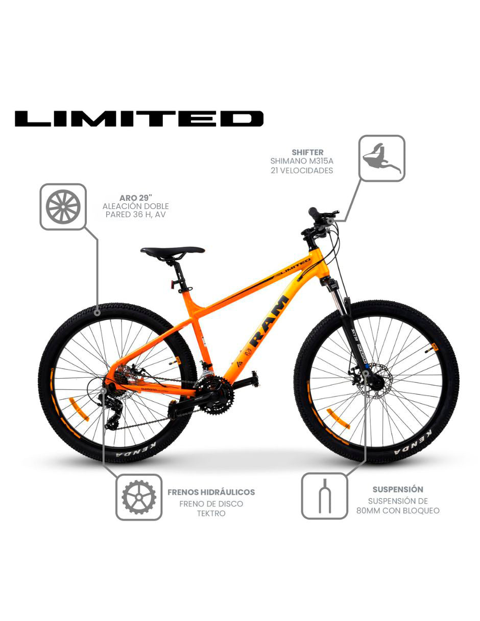 Bicicleta de Montaña MTB, R29 Naranja