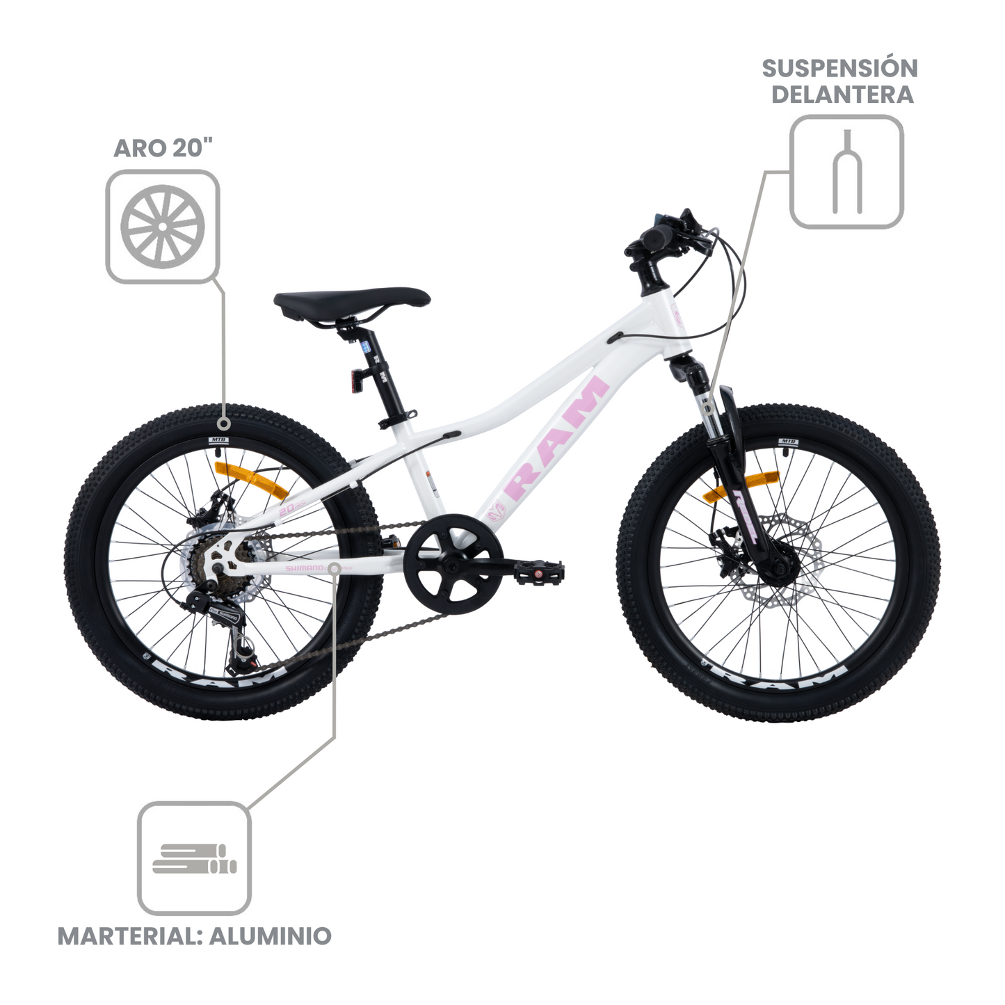 Bicicleta de Montaña Infantil R20 Blanco