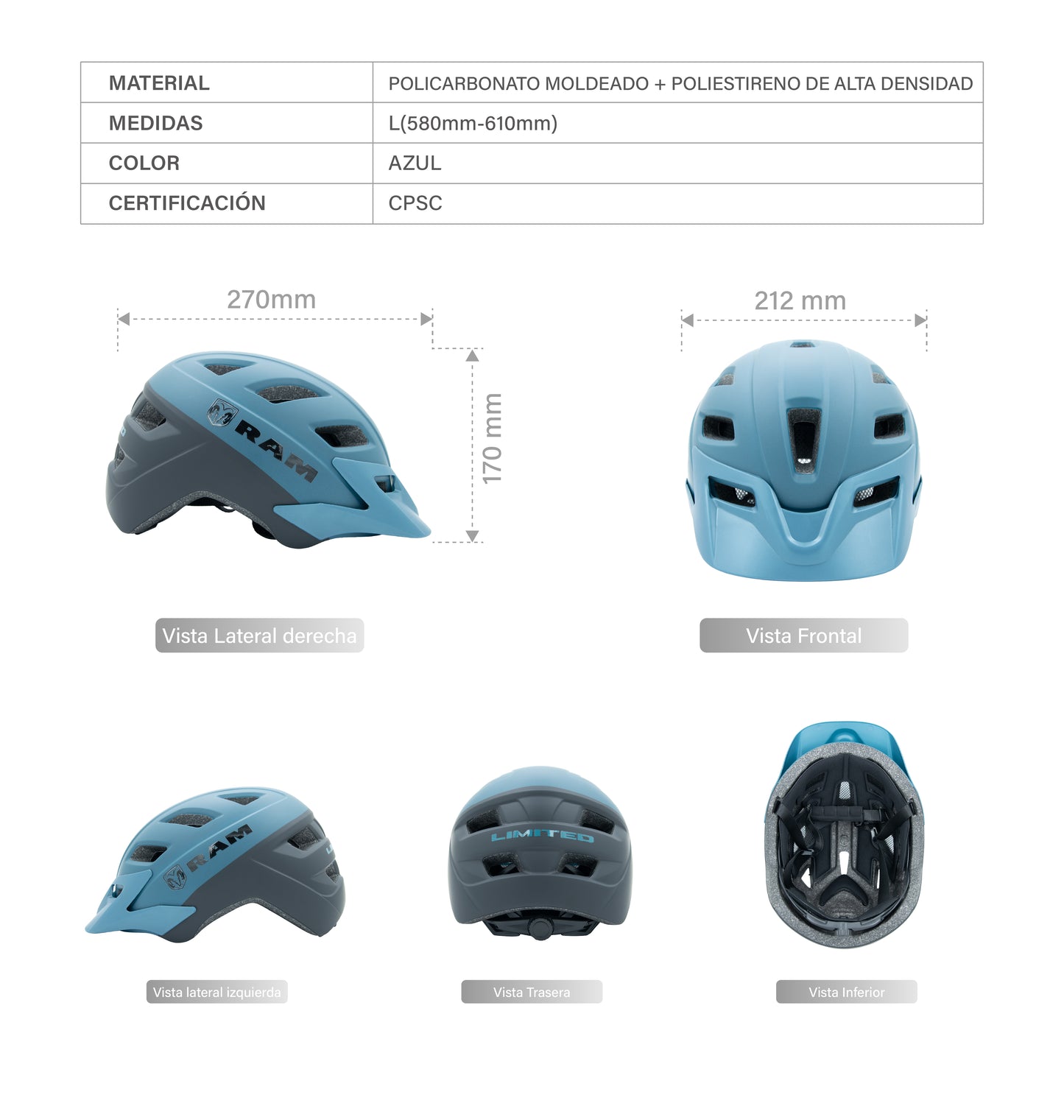 Casco de Ciclismo de Montaña, Azul Marino