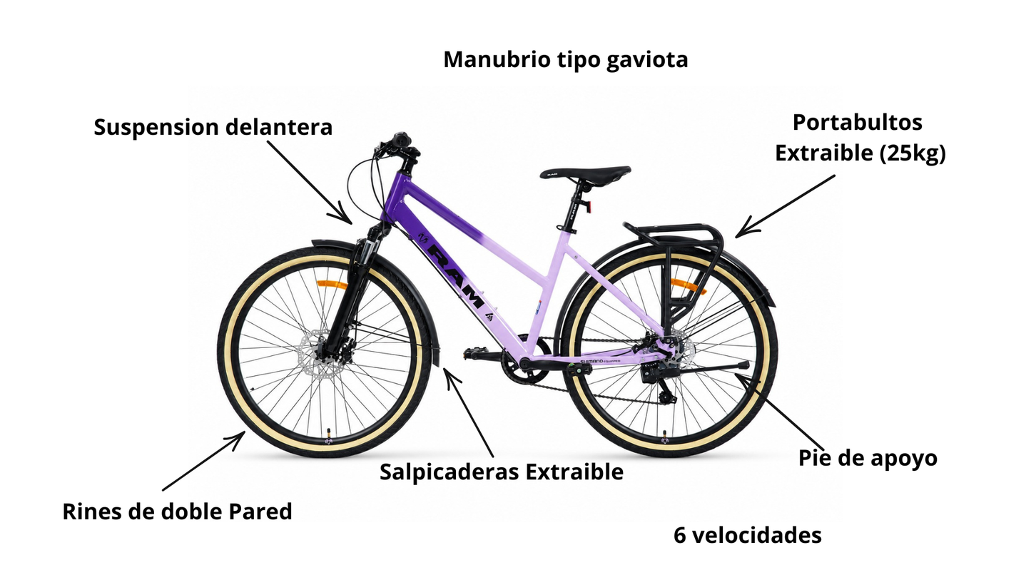 Bicicleta de Montaña R26 City R26, Lila
