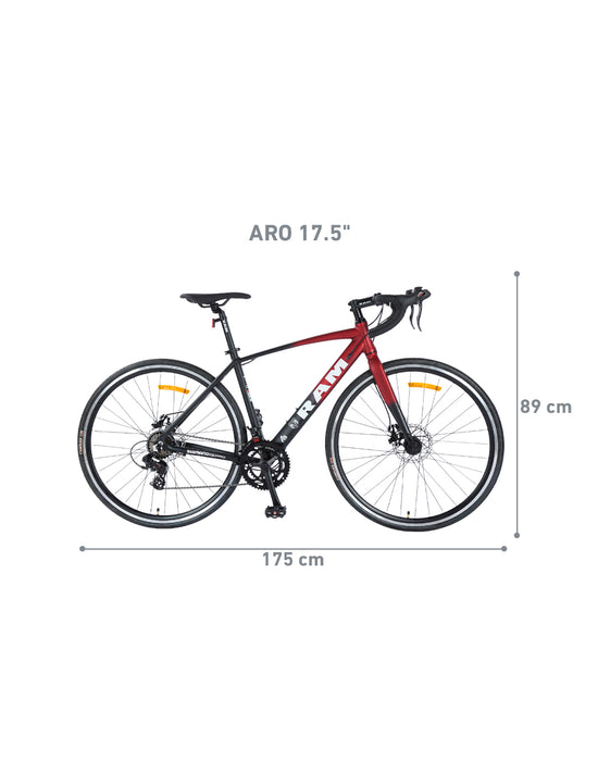 Bicicleta De Ruta | R700, Cuadro 47.5, Vino con Negra – RAM Bikes México