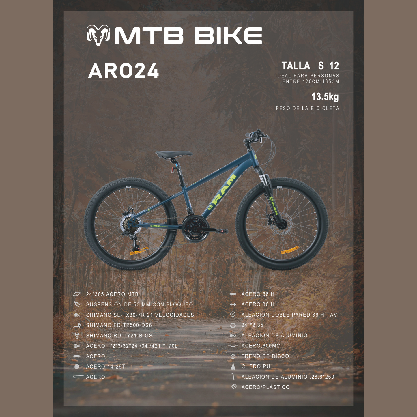 Bicicleta De Montaña Rebel, R24 Azul Marino